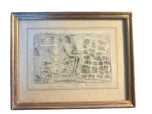 Carte ancienne encadrée Corfou - gravure